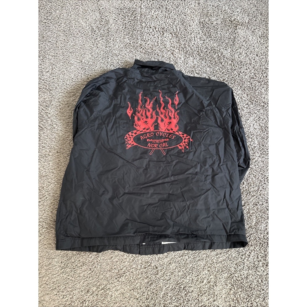 Vintage Motocross Racing Windbreaker‎ Men's XL Black Red Athletic Y2K Flames